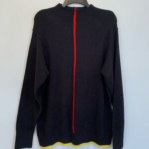 Carre Noir Cozy Soft Stripe Mock Neck Tunic Sweater